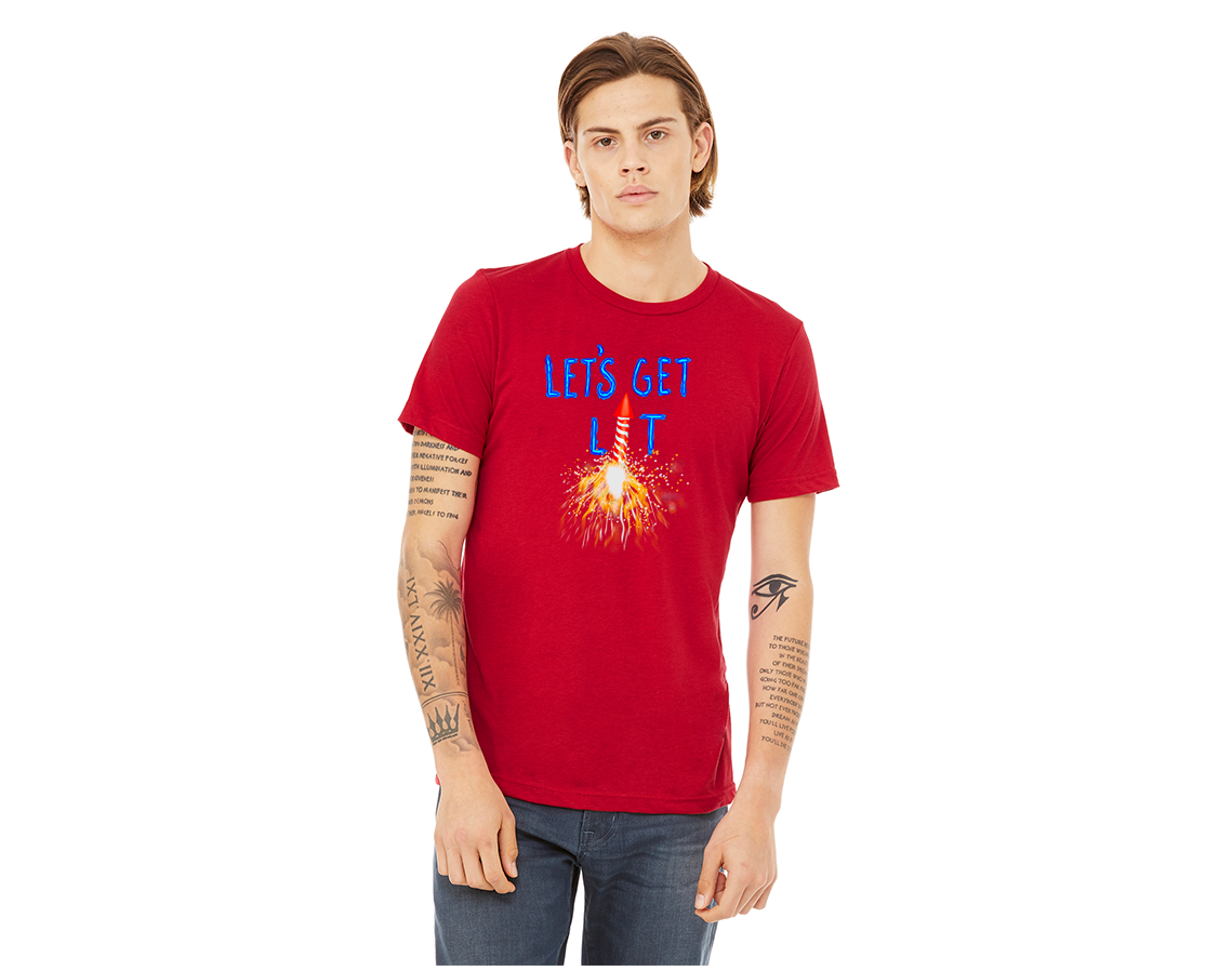 "close up image, Let's Get Lit T-Shirt"