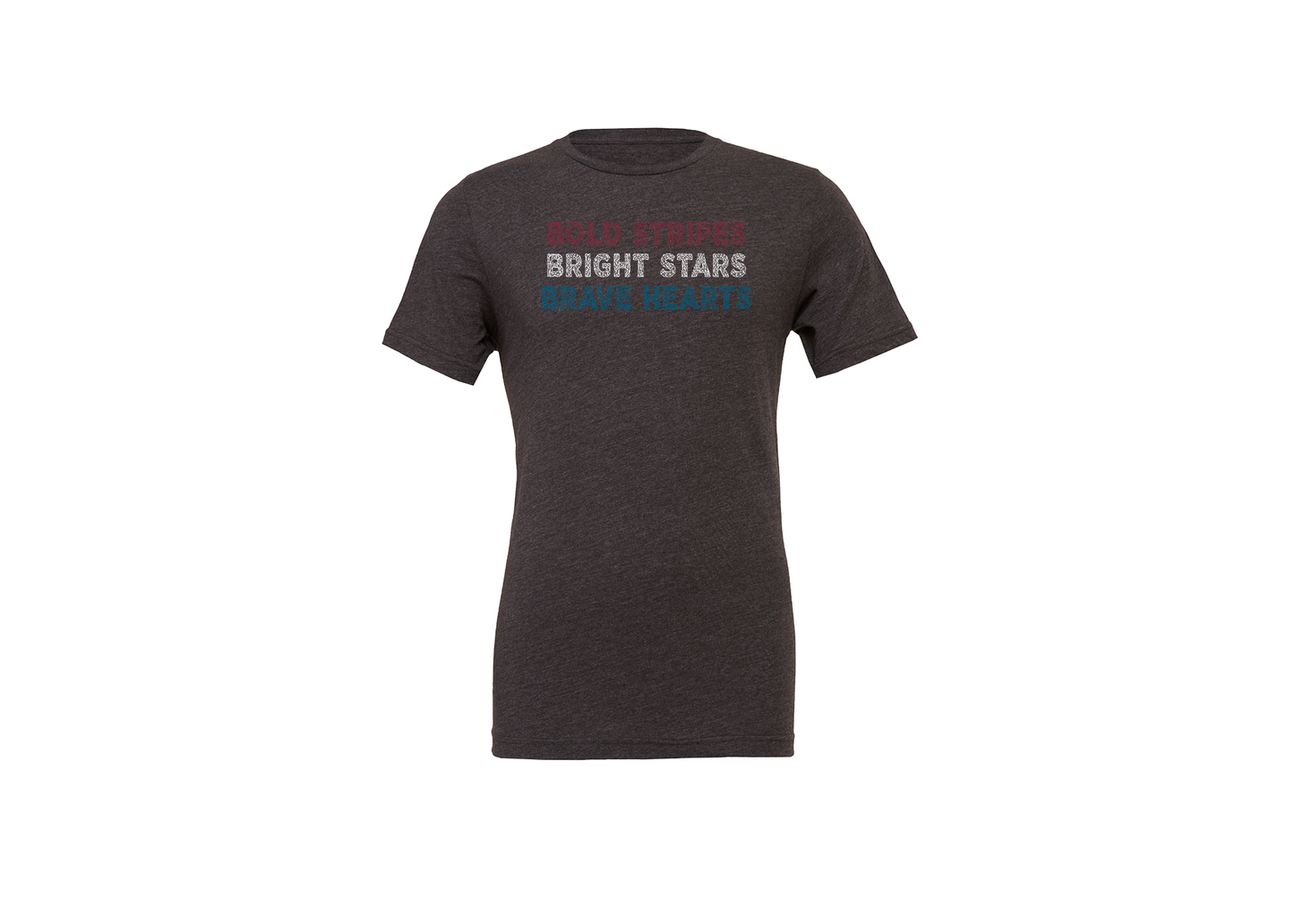 "close up image, Bold Stripes, Brave Stars, Brave Hearts T-Shirt"