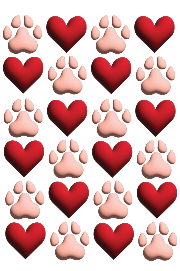 "close up image, Pink Paws, Red Hearts T-Shirt"