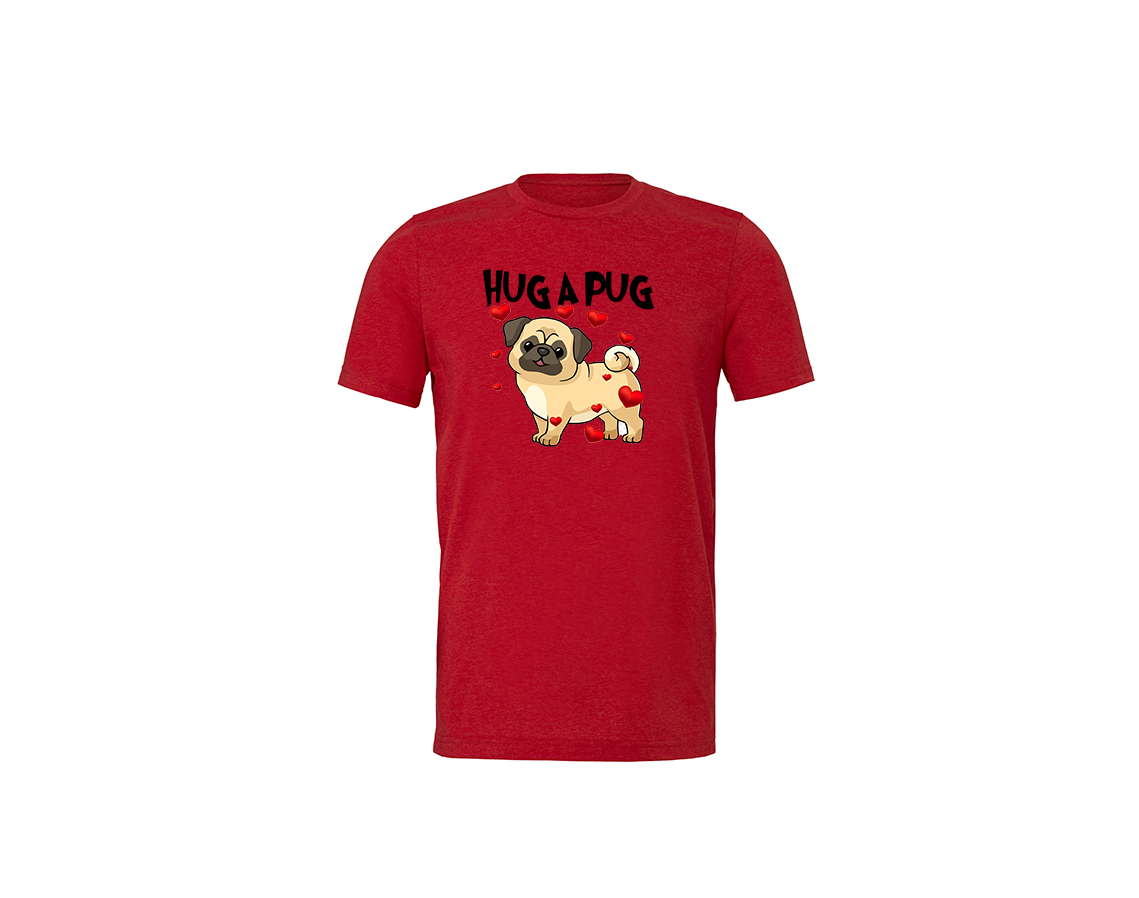 "close up image, Hug-A-Pug Dog Short Sleeve T-Shirt"