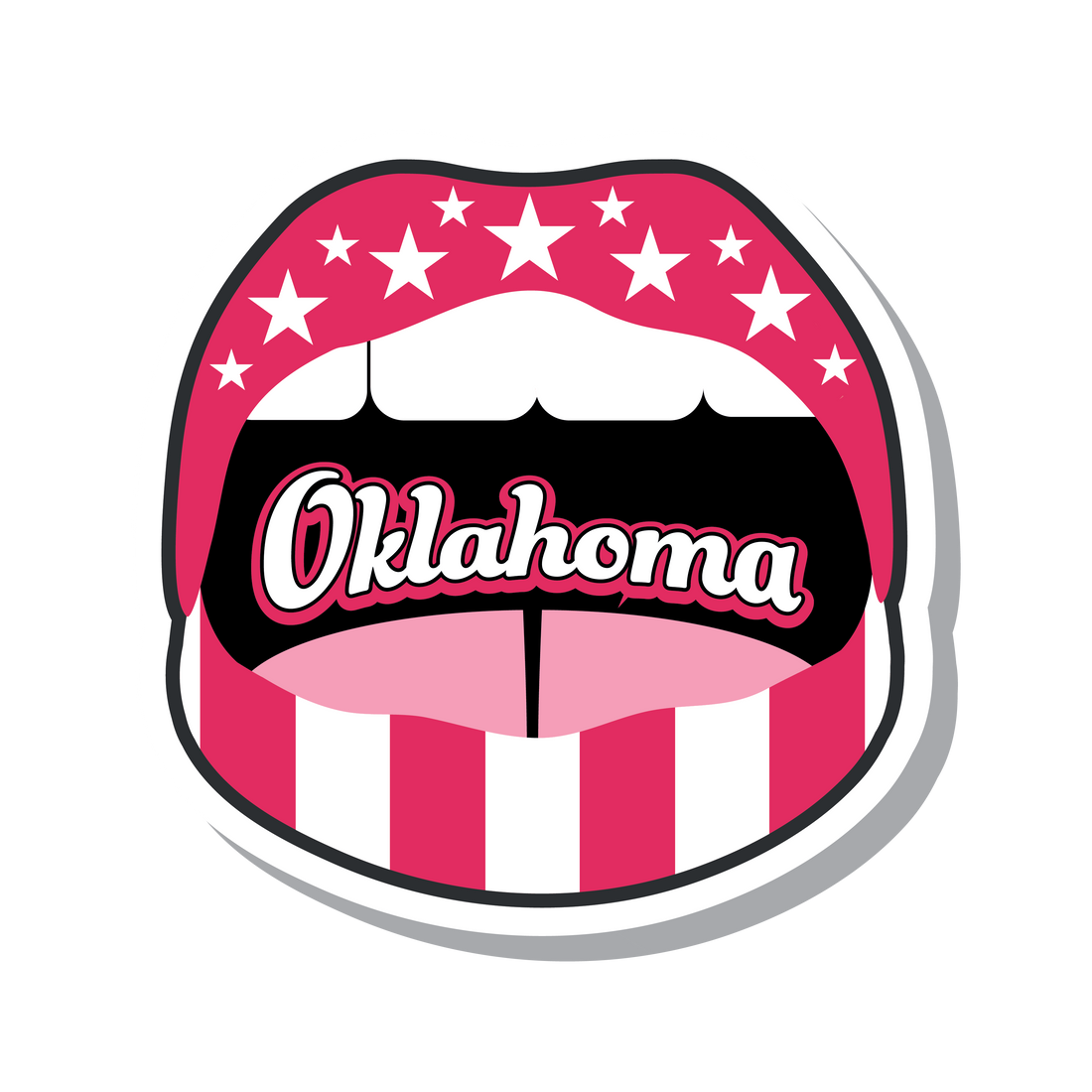 Bison Threads design of open mouth with Oklahoma inside.