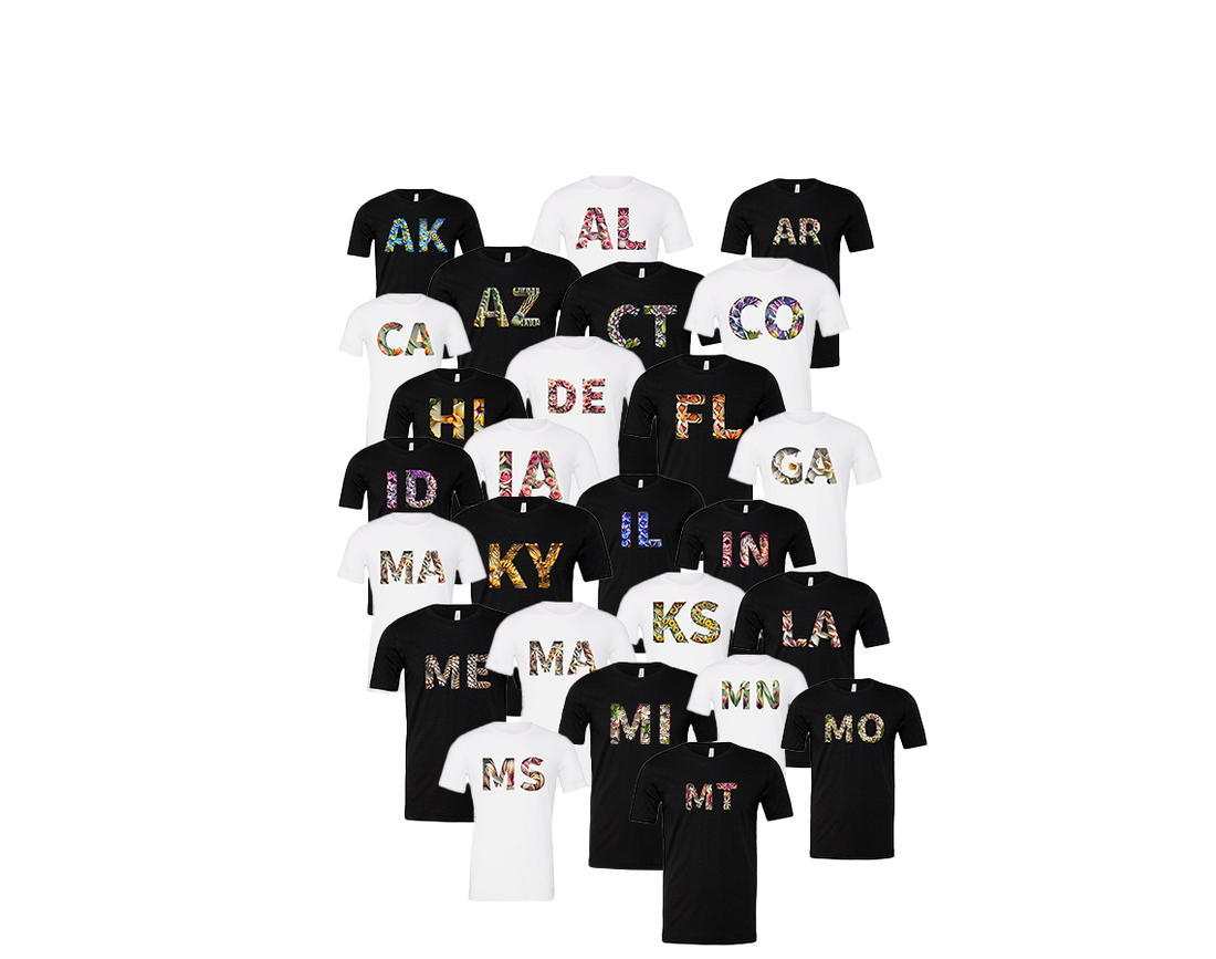 Blooming Fashion: Exploring Trend of State Abbreviation Flower T-Shirts