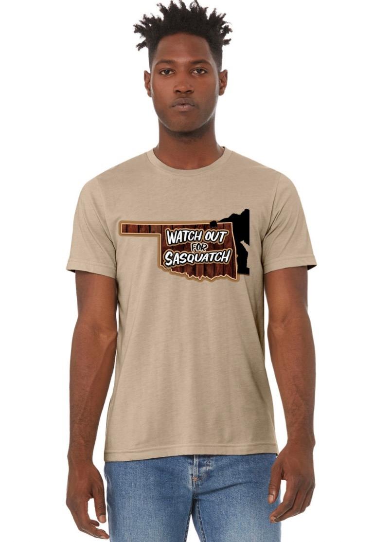 "close up image, Watch Out For Sasquatch Short Sleeve T-Shirt"