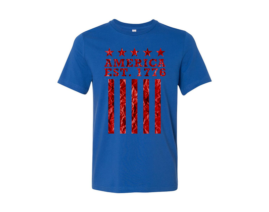 "close up image, America Est. 1776 T-Shirt"