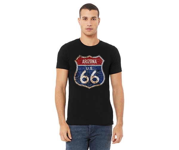 "close up image, Arizona Route 66 Short Sleeve T-Shirt"