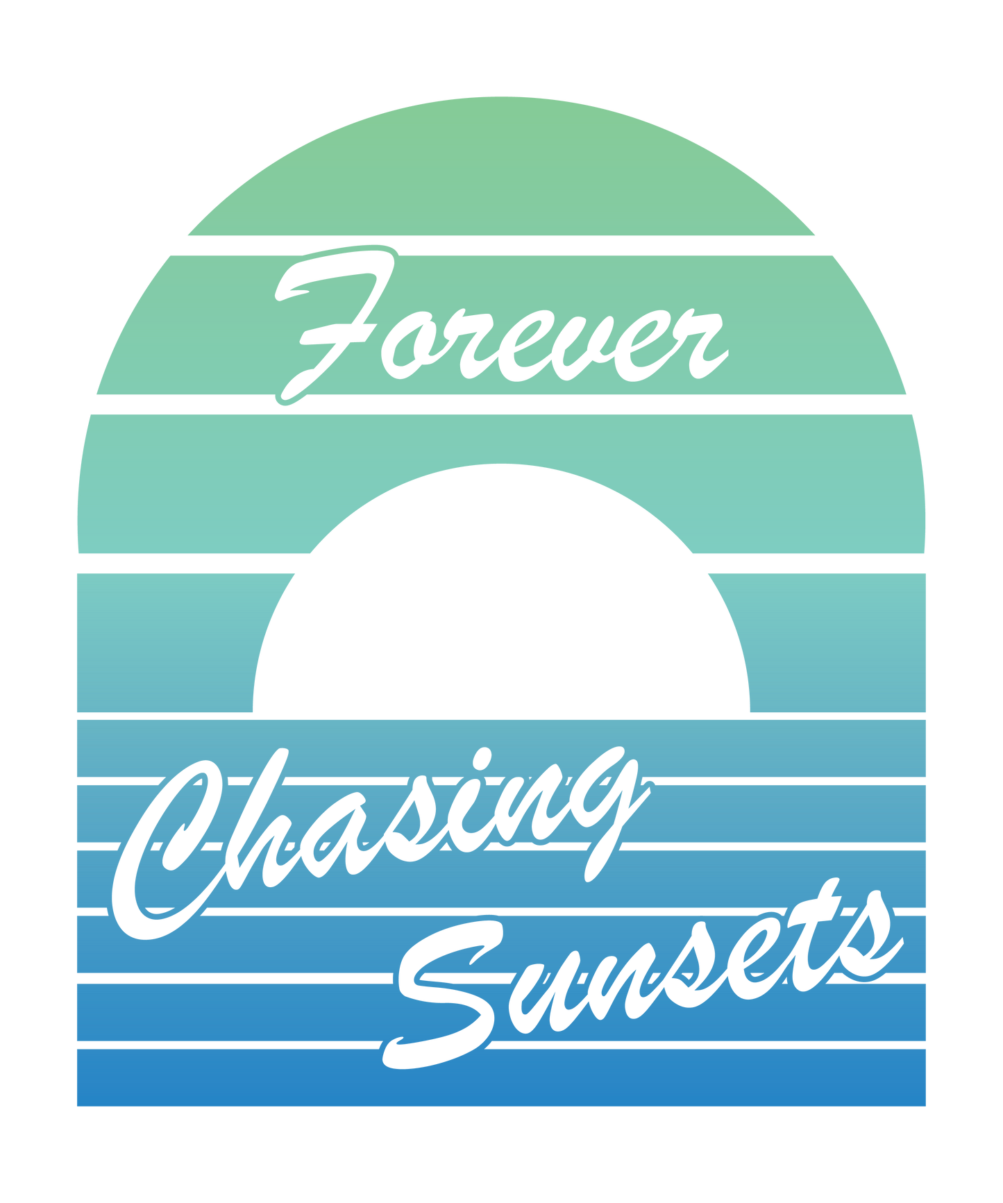 "close up image, Forever Chasing Sunsets Blue T-Shirt"