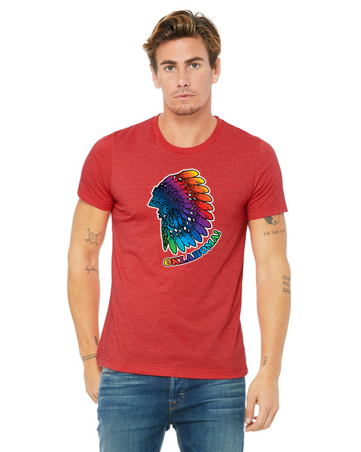 "close up image, Oklahoma Headdress Multi-Colored Short Sleeve T-Shirt"