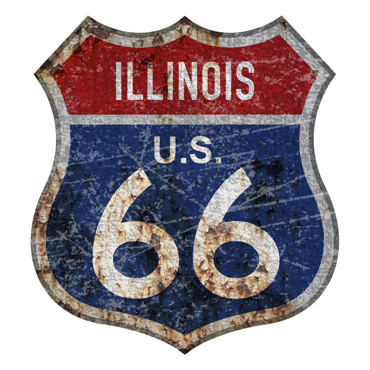 'close up image, Illinois Route 66 Short Sleeve T-Shirt"