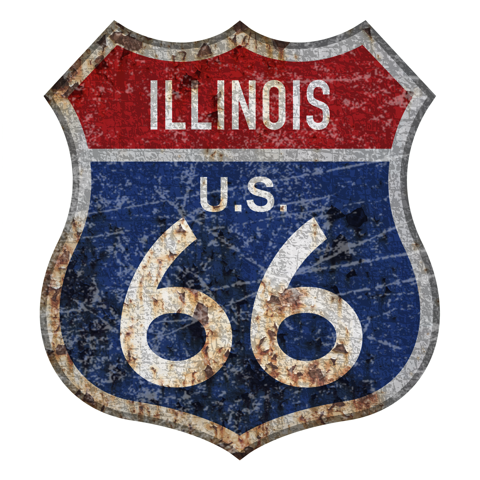 'close up image, Illinois Route 66 Short Sleeve T-Shirt"