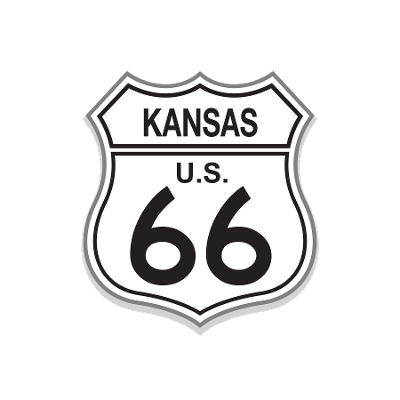 "close up image, Classic Route 66 Kansas Short Sleeve T-Shirt"