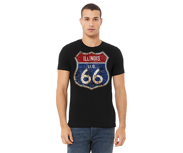 "close up image, Illinois Route 66 Short Sleeve T-Shirt"