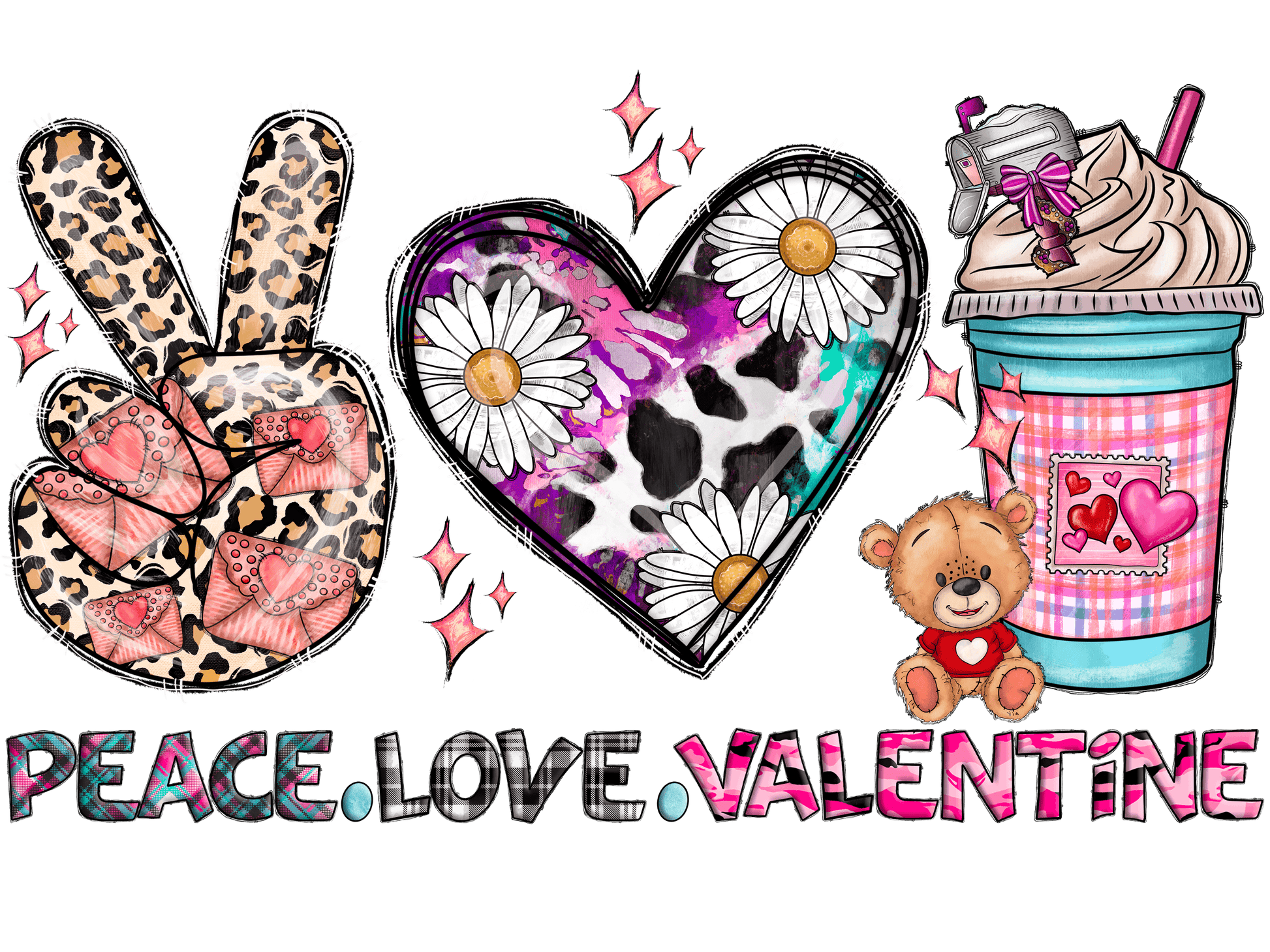 "close up image, Valentine's Peace, Love T-Shirt"