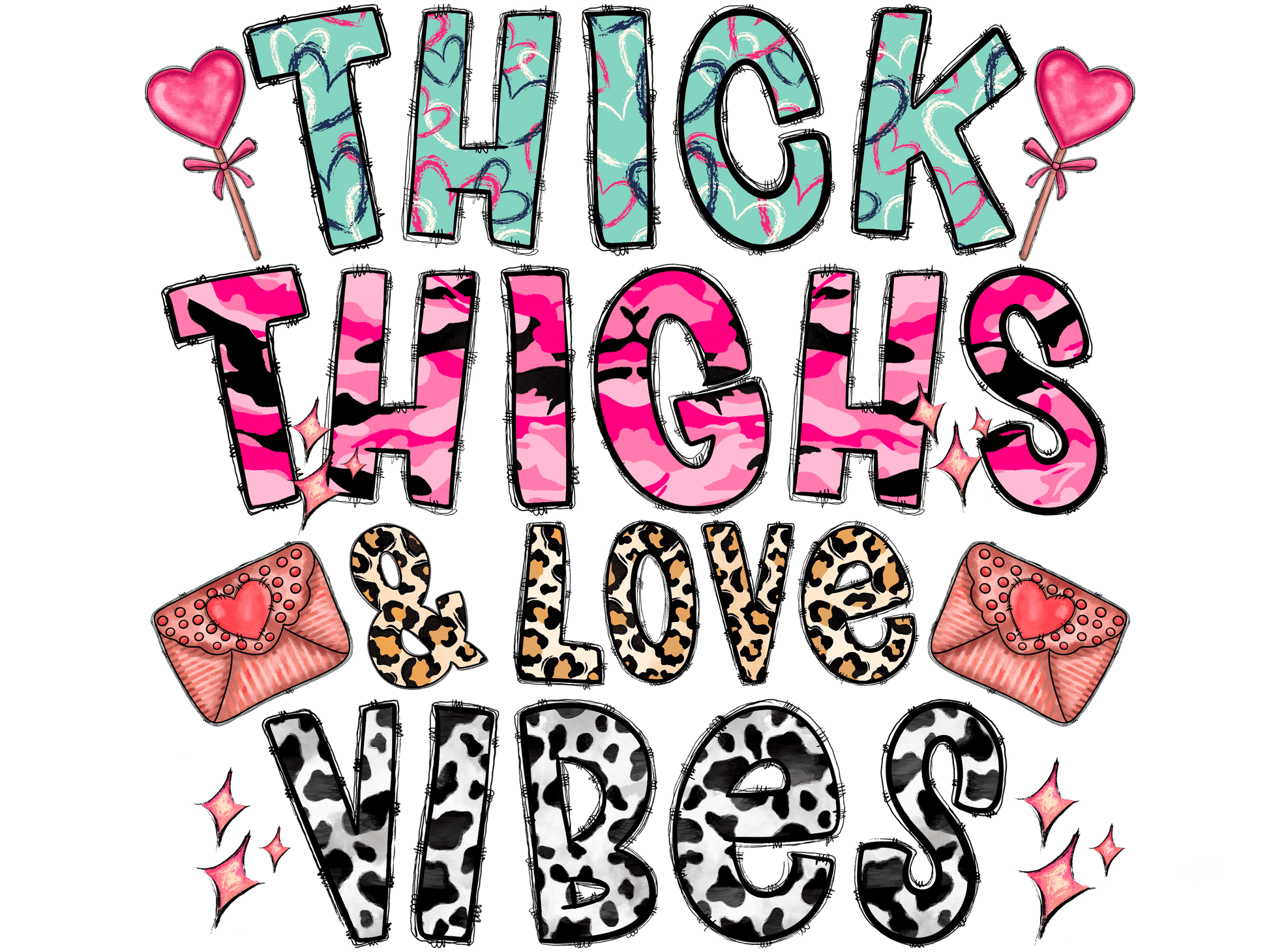 "close up image, Valentine's Thick Thighs T-Shirt"