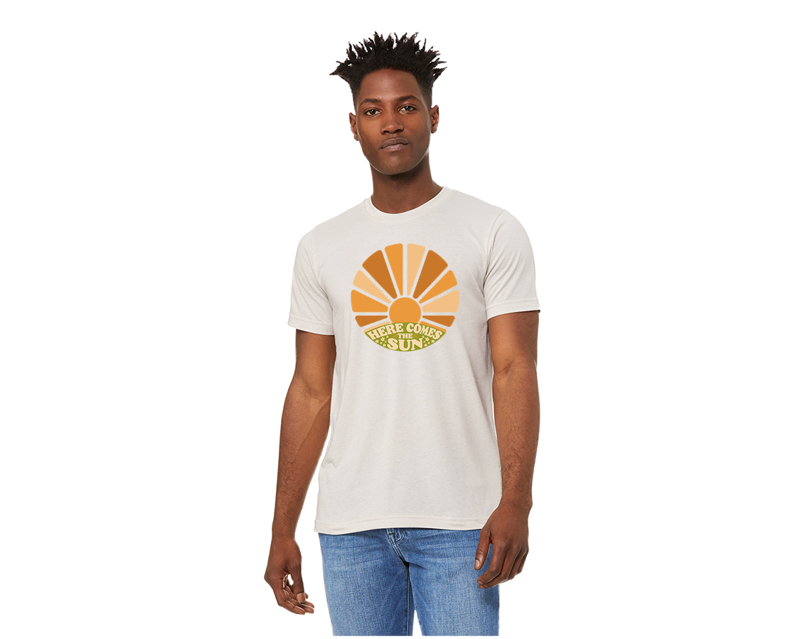 "close up image, Here Comes The Sun T-Shirt"