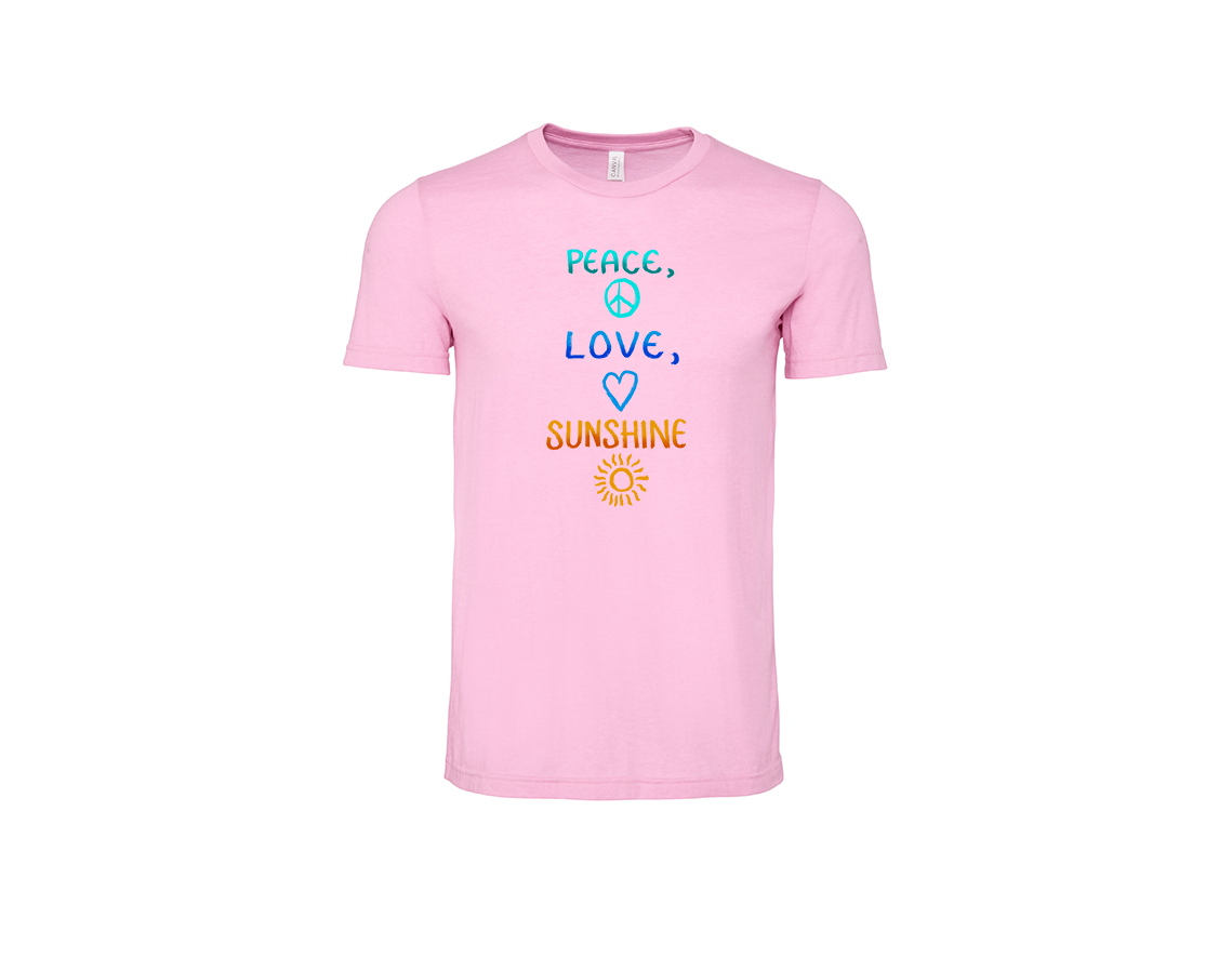 "close up image, Peace Love Sunshine T-Shirt"