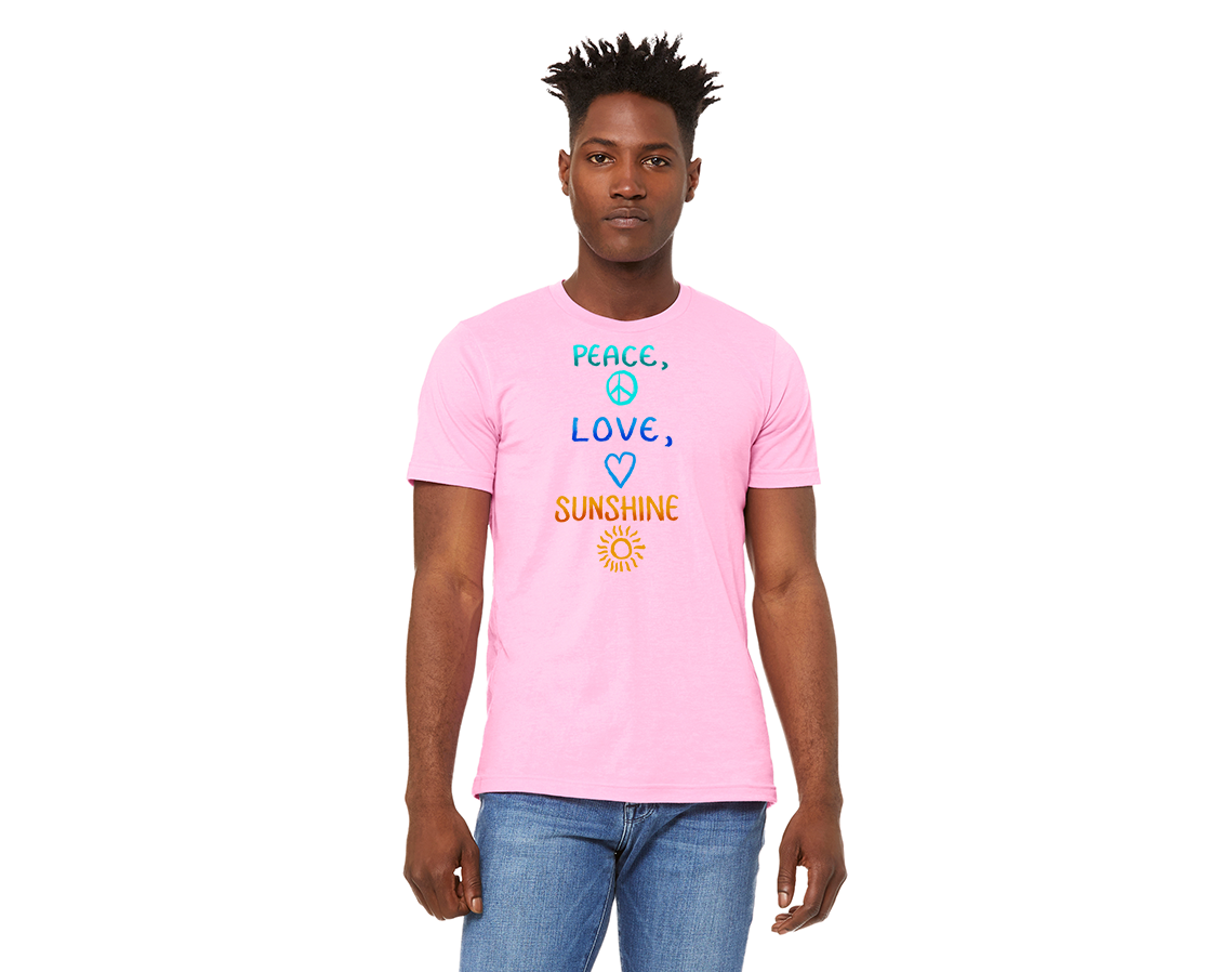 "close up image, Peace Love Sunshine T-Shirt"