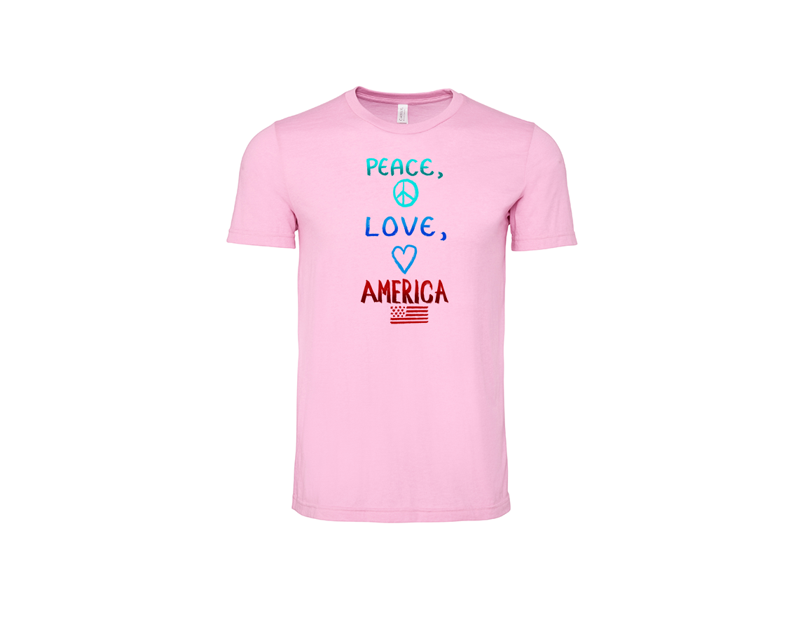 'close up image, Peace, Love, America T-Shirt"
