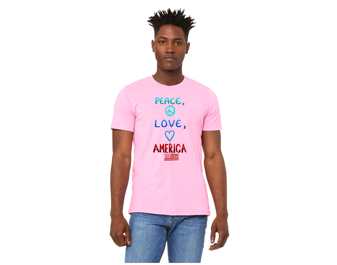 'close up image, Peace, Love, America T-Shirt"