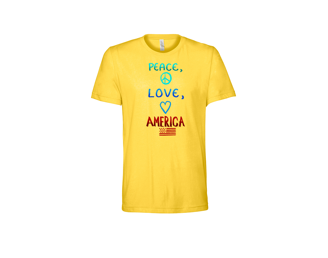 "close up image, Peace, Love, America T-Shirt"