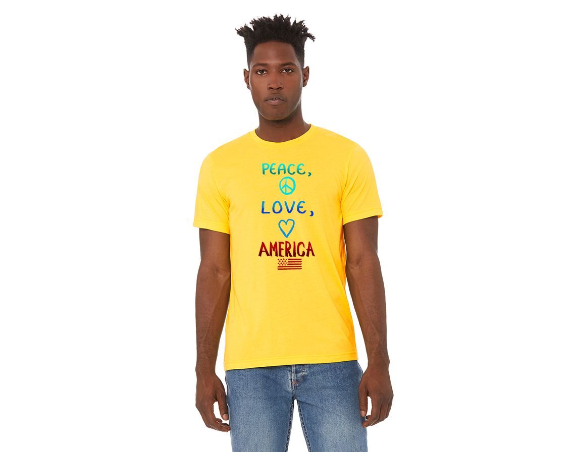 "close up image, Peace, Love, America T-Shirt"