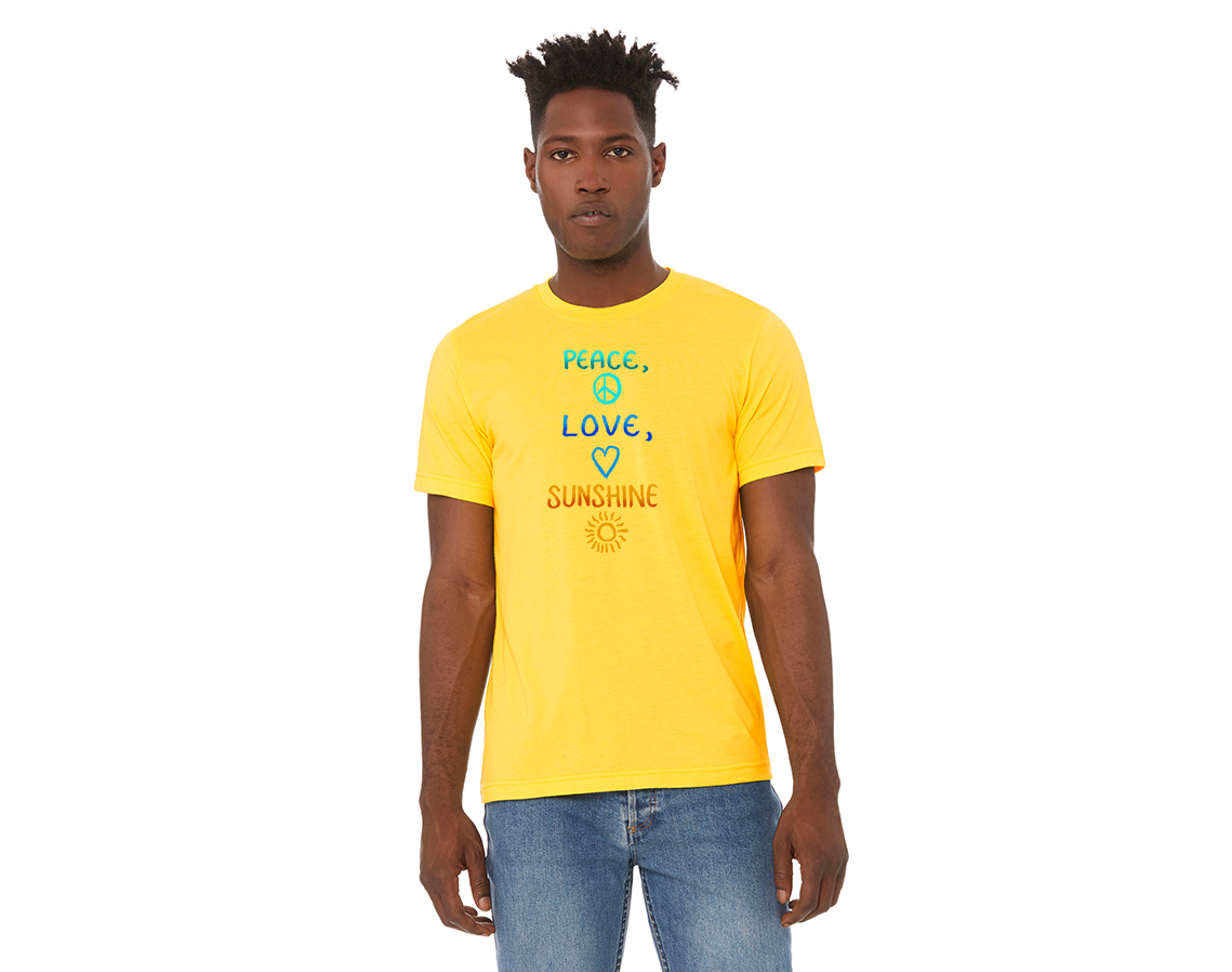 "close up image, Peace Love Sunshine T-Shirt"