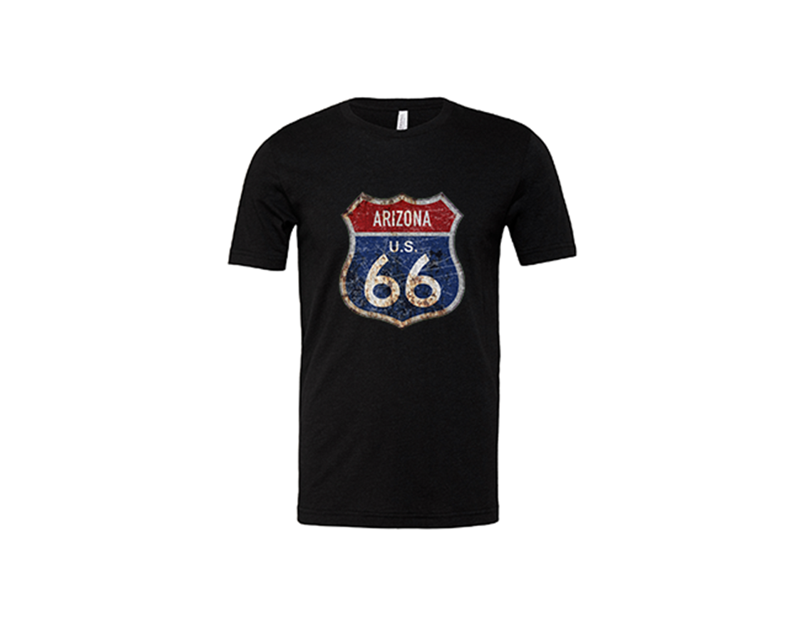 "close up image, Arizonia Route 66 Short Sleeve T-Shirt"