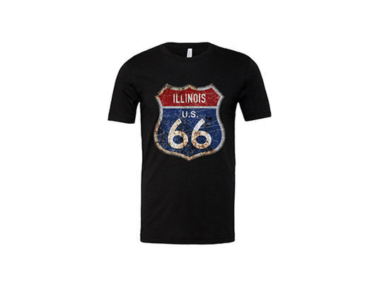 "close up image, Illinois Route 66 Short Sleeve T-Shirt"