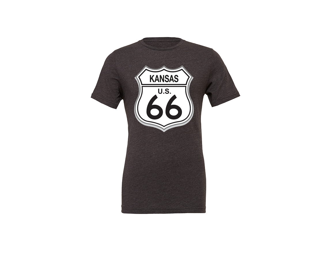 "close up image, Classic Route 66 Kansas Short Sleeve T-Shirt"