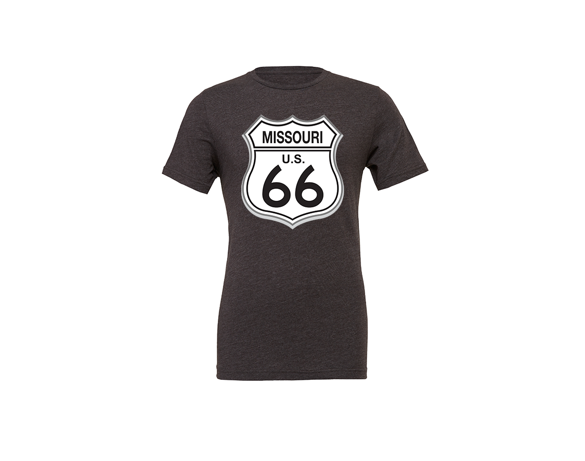 "close up image, Classic Route 66 Missouri Short Sleeve T-Shirt"