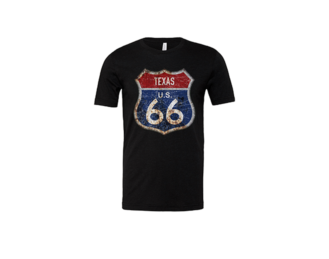 "close up image, Texas Route 66 Short Sleeve T-Shirt"