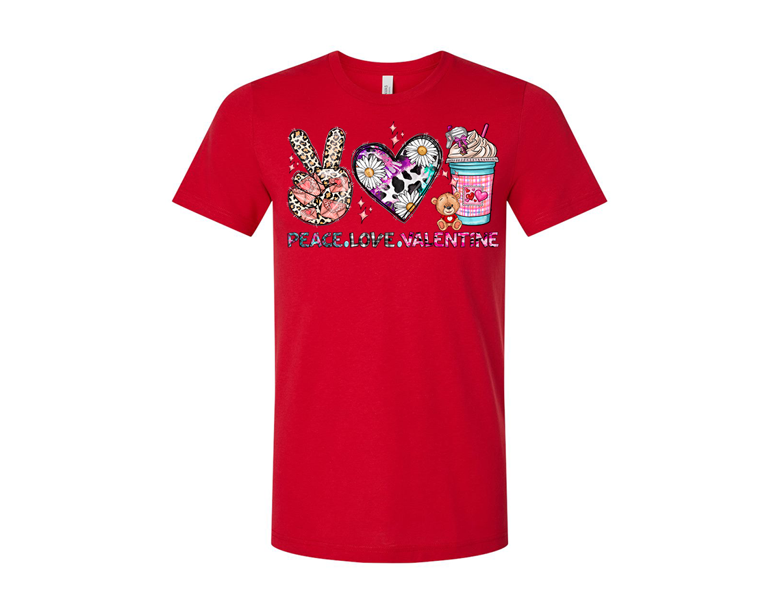 "close up image, Valentine's Peace, Love T-Shirt"