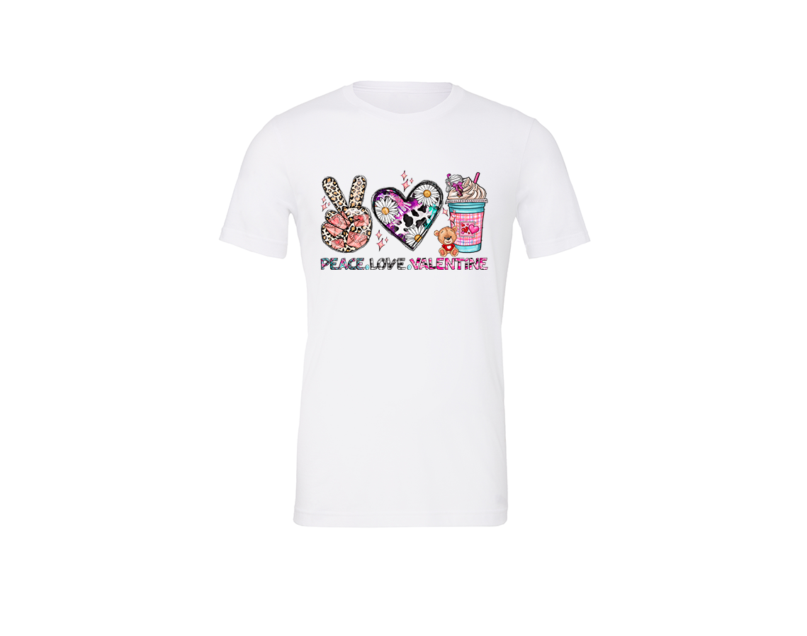 "close up image, Valentine's Peace, Love T-Shirt"